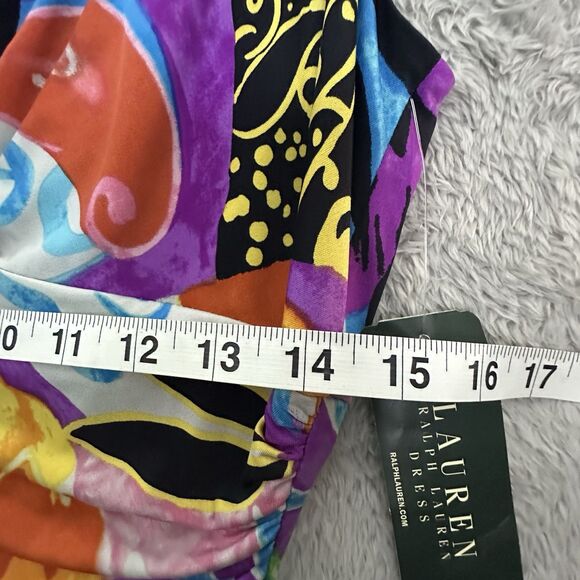 Lauren Ralph Lauren Womens Dress 8 Tropical Floral Ruched‎ Draped Stretch Waist - Picture 4 of 15